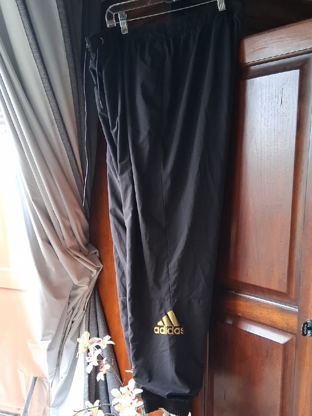 adidas Black Joggers with Gold Logo Accent Xl